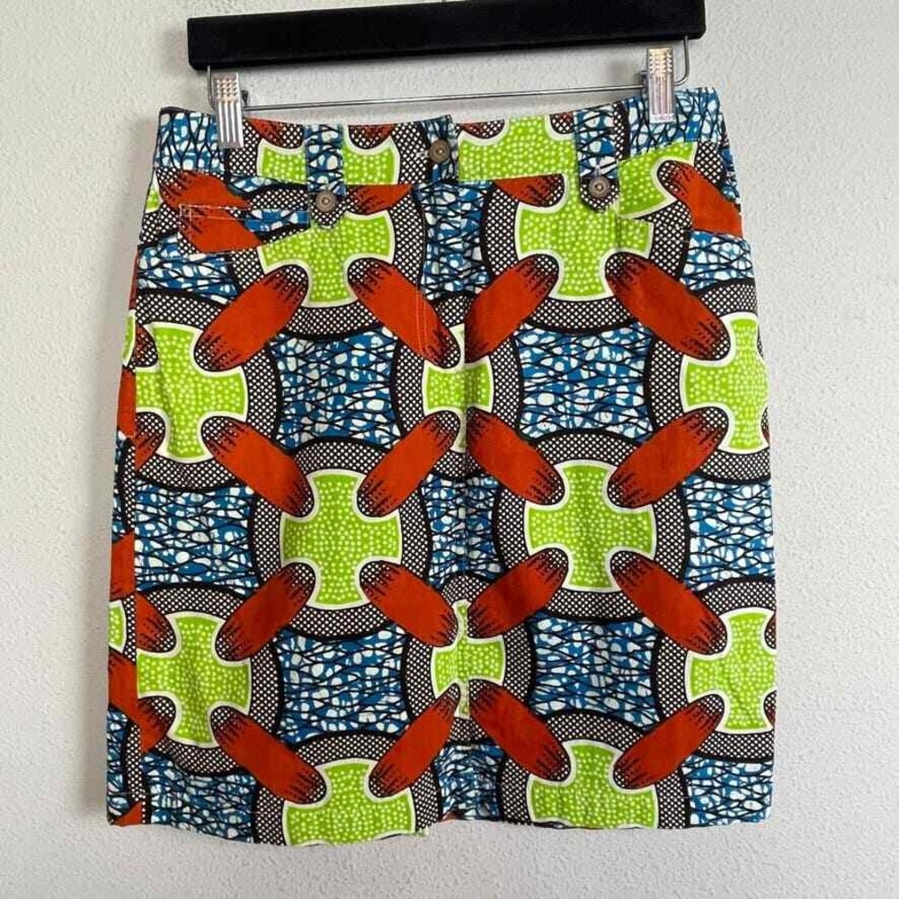 J. McLaughlin Skirt Womens 6 Multi Color Resort Artsy Geometric Bold Boho